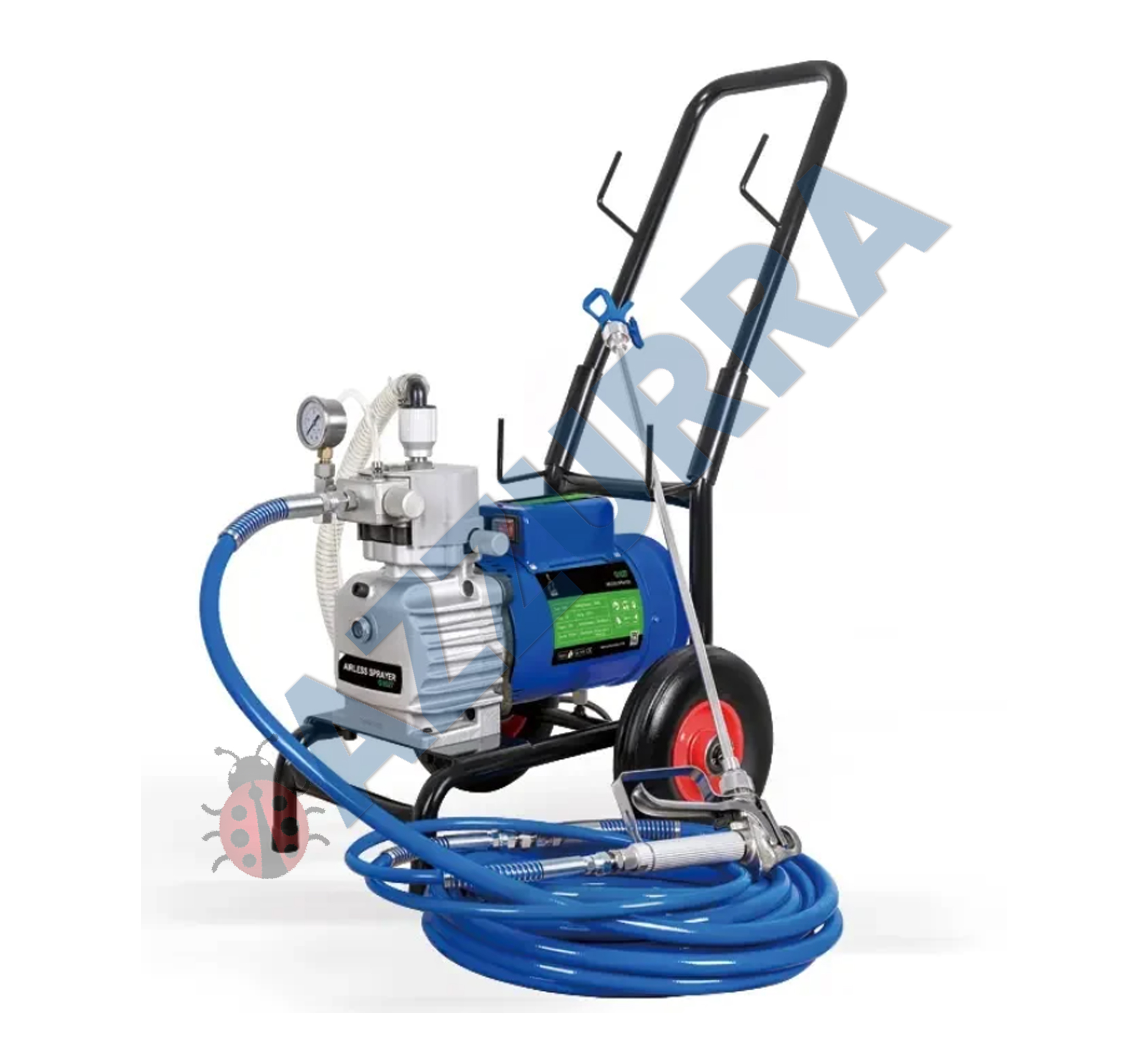 Pompa de vopsit si zugravit AIRLESS Diafragma Profesională cu Carucior - Complet Echipata - 3kW, 5.5L-min - WP-APSD5 - 2 CU LOGO